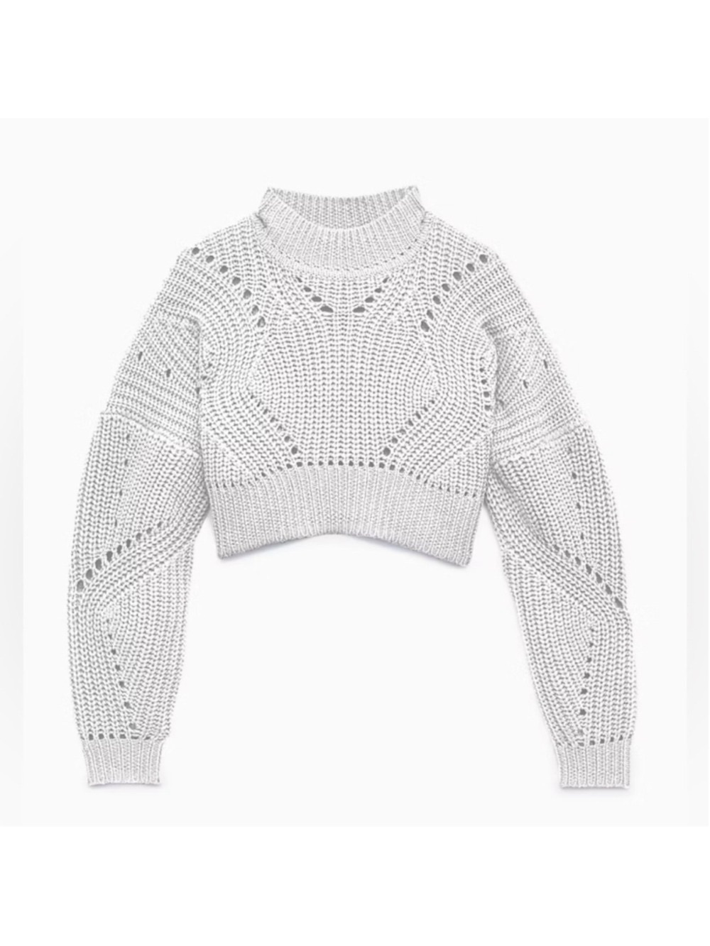 ARITZIA wilfred Open-Knit Mock Neck cropped Sweater - light grey